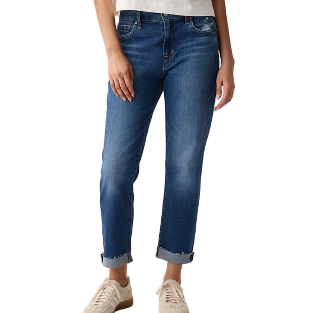 GAP Girlfriend Mid-Rise Medium Wash Denim Jeans Size 29/8R - Picture 3 of 9